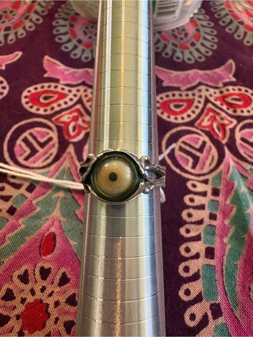 Prosthetic eyes, Sterling silver ring